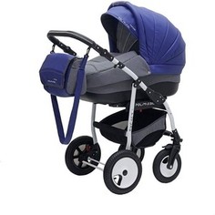 Коляска 2 в 1 Polmobil PORTO LUX 03 синий-серый