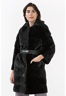 Норковая шуба с кожаным ремнем Fellicci