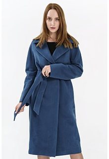 Синее пальто с поясом La Reine Blanche
