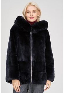 Шуба из меха кролика с отделкой мехом песца Virtuale Fur Collection