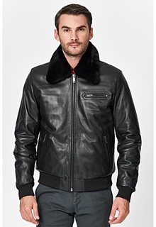 Утепленная кожаная куртка с отделкой овчиной Urban Fashion for men