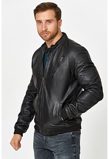 Кожаная куртка с отделкой трикотажем Urban Fashion for men