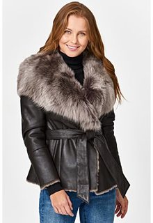 Укороченная дубленка из овчины La Reine Blanche