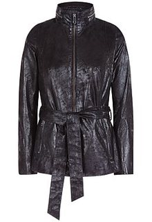 Куртка из натуральной кожи с поясом La Reine Blanche