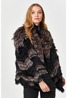 Комбинированная шуба из меха чернобурки и песца Virtuale Fur Collection