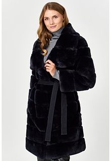 Шуба из меха кролика с поясом Virtuale Fur Collection