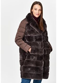 Шуба из меха кролика с комбинированными рукавами Virtuale Fur Collection