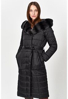 Утепленное пальто с отделкой мехом кролика Laura Bianca