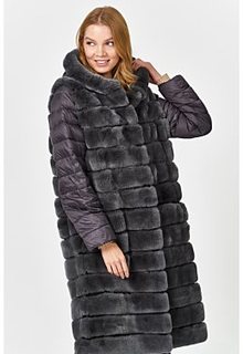 Комбинированная шуба из меха кролика Virtuale Fur Collection