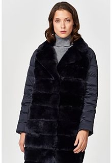 Шуба из меха кролика с комбинированными рукавами Virtuale Fur Collection