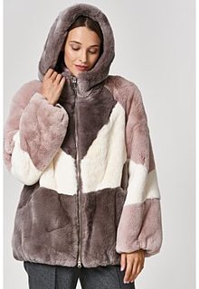 Шуба из меха кролика с капюшоном Virtuale Fur Collection