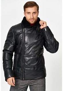 Утепленная кожаная куртка с отделкой овчиной Urban Fashion for men