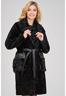 Шуба из овчины с отделкой мехом овчины калган Virtuale Fur Collection