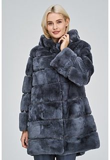 Шуба из меха кролика с капюшоном Virtuale Fur Collection