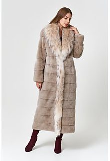 Шуба из аукционного меха норки KOPENHAGEN FUR с отделкой мехом рыси Emfasi Pelle