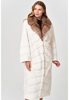 Шуба из аукционного меха норки KOPENHAGEN FUR с отделкой мехом куницы Vericci