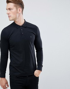 Трикотажная футболка-поло с длинными рукавами French Connection-Черный
