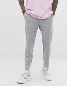 Серые укороченные брюки скинни Bershka-Серый