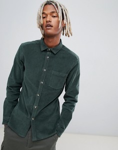 Зеленая приталенная вельветовая рубашка ASOS DESIGN-Зеленый