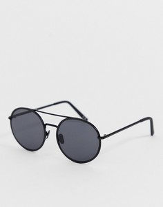 Круглые солнцезащитные очки в металлической оправе ASOS WHITE-Черный