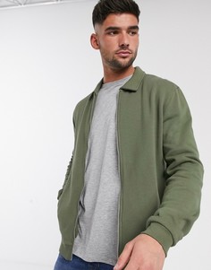Трикотажная куртка Харрингтон цвета хаки ASOS DESIGN-Зеленый
