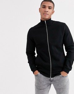 Черная трикотажная спортивная куртка ASOS DESIGN-Черный