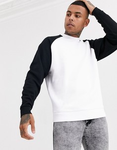 Белый oversize-свитшот с черными рукавами реглан ASOS DESIGN