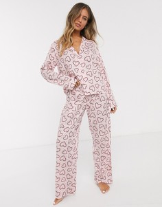 Новогодняя пижама из 100% модала ASOS DESIGN-Розовый