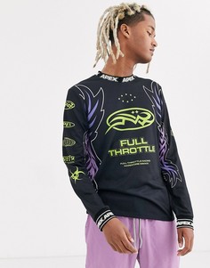 Лонгслив с принтом на тематику мотокросса ASOS DESIGN-Черный