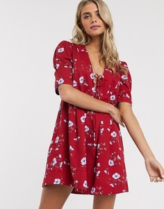 Платье-туника с принтом Free People-Красный