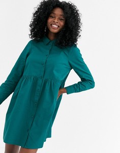 Свободное хлопковое платье-рубашка мини ASOS DESIGN-Зеленый
