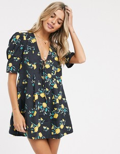 Платье-туника с принтом Free People-Черный