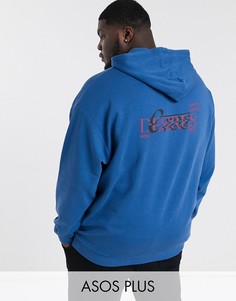 Oversize-худи синего цвета с принтом на спине ASOS DESIGN Plus-Синий