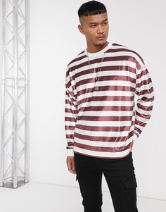 Оversize-лонгслив в полоску ASOS DESIGN-Красный