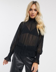 Черный топ в горошек New Look