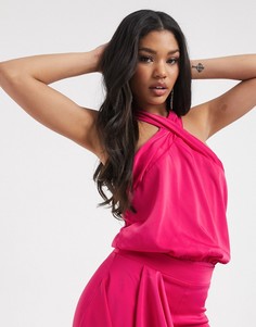 Боди цвета фуксии с завязкой на спине Missguided-Розовый