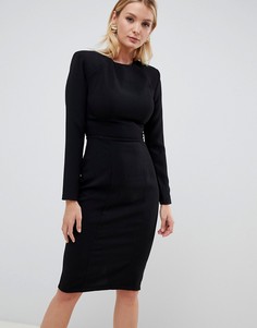 Платье миди для большой груди с подплечниками ASOS DESIGN-Черный
