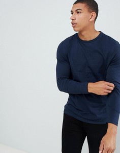 Темно-синий лонгслив с круглым вырезом ASOS DESIGN