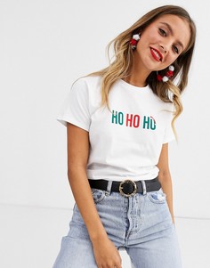 Новогодняя футболка с принтом \"HO HO HO\" ASOS DESIGN-Мульти
