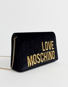 Бархатная сумка через плечо с логотипом Love Moschino-Черный