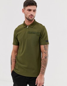 Фактурное поло цвета хаки River Island-Серый