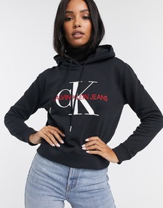 Худи свободного кроя с логотипом Calvin Klein Jeans-Черный