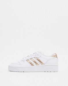 Белые/розово-золотистые низкие кроссовки adidas Originals Rivalry-Белый