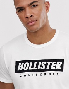 Белая футболка с вышитым логотипом на груди Hollister-Белый