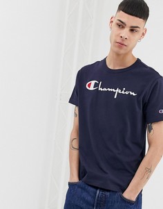 Темно-синяя футболка с большим логотипом Champion-Темно-синий