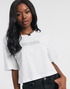 Свободная футболка с логотипом металлик Calvin Klein-Белый