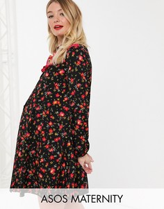 Свободное платье-рубашка с принтом ASOS DESIGN Maternity-Мульти