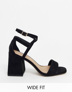 Черные босоножки для широкой стопы на каблуке ASOS DESIGN-Черный