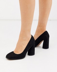 Черные туфли-лодочки на блочном каблуке с квадратным носком ASOS DESIGN-Черный