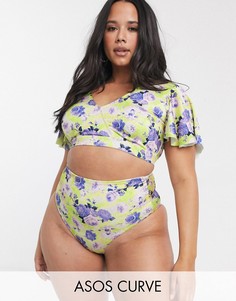 Плавки бикини от комплекта с завышенной талией ASOS DESIGN curve-Мульти